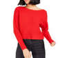 Bar III Women's Ribbed Long Sleeve Sweater Red Size X-Small