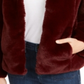 Maison Jules Women's Cold Weather Winter Faux Fur Jacket Red Size Medium