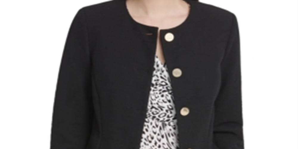 DKNY Women's Collarless Peplum Jacket Black Size 8