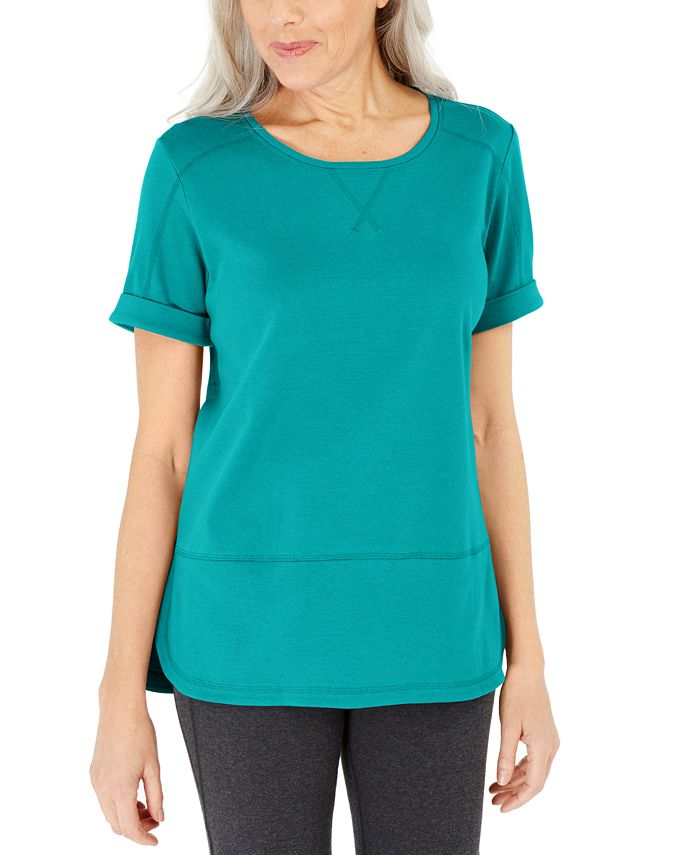 Karen Scott Women's Cotton Topstitched Top Pink Size 2XL