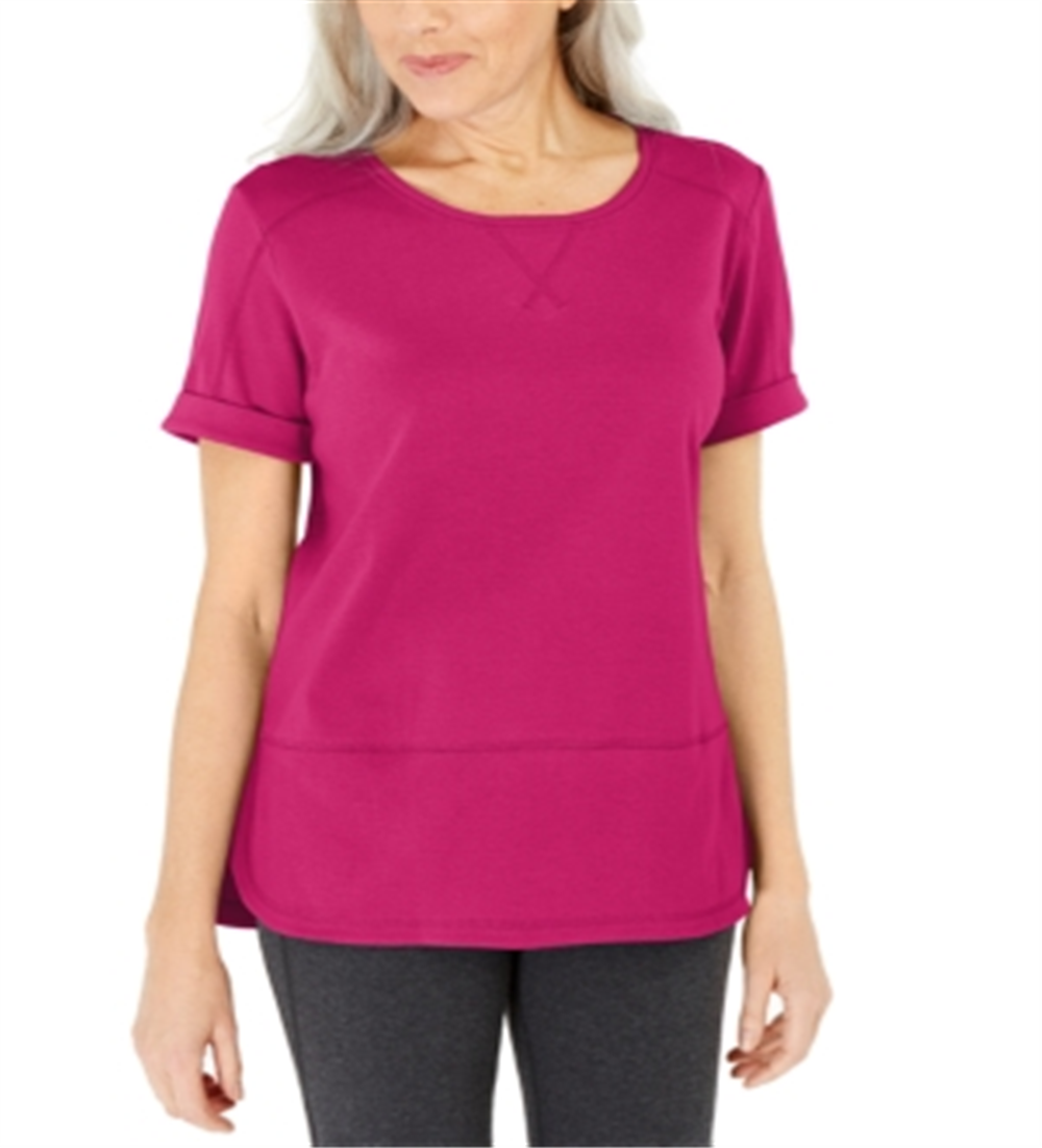 Karen Scott Women's Cotton Topstitched Top Pink Size 2XL