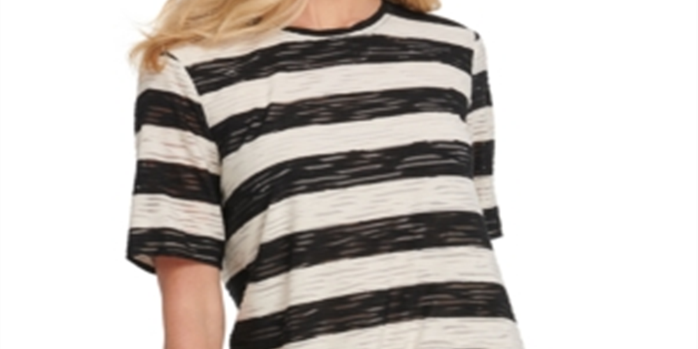 DKNY Women's Striped T-Shirt White Size X-Large