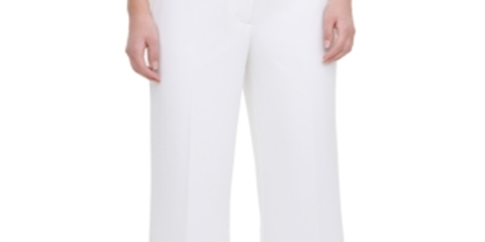 Calvin Klein Women's Solid Straight Leg Wide Pants White Size 4