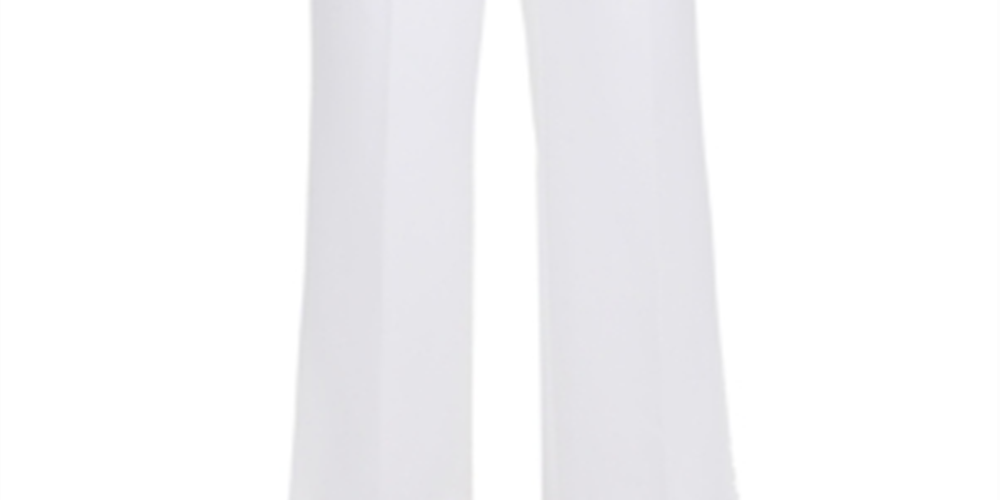 Calvin Klein Women's Solid Straight Leg Wide Pants White Size 4