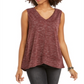 Style & Co Women's V Neck High Low Tank Top Wine Size Small