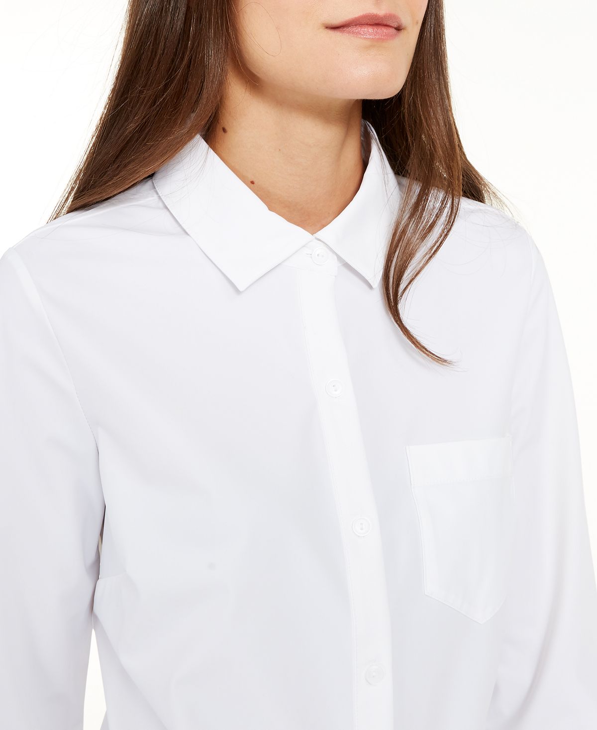 Alfani Women's Long Sleeve Knit Button Front Top White Size Petite S