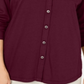 Karen Scott Women's Mixed Media Button Front Top Maroon Size S