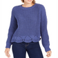 Wynter Junior's Pointelle Hem Chenille Sweater Blue Size X-Large
