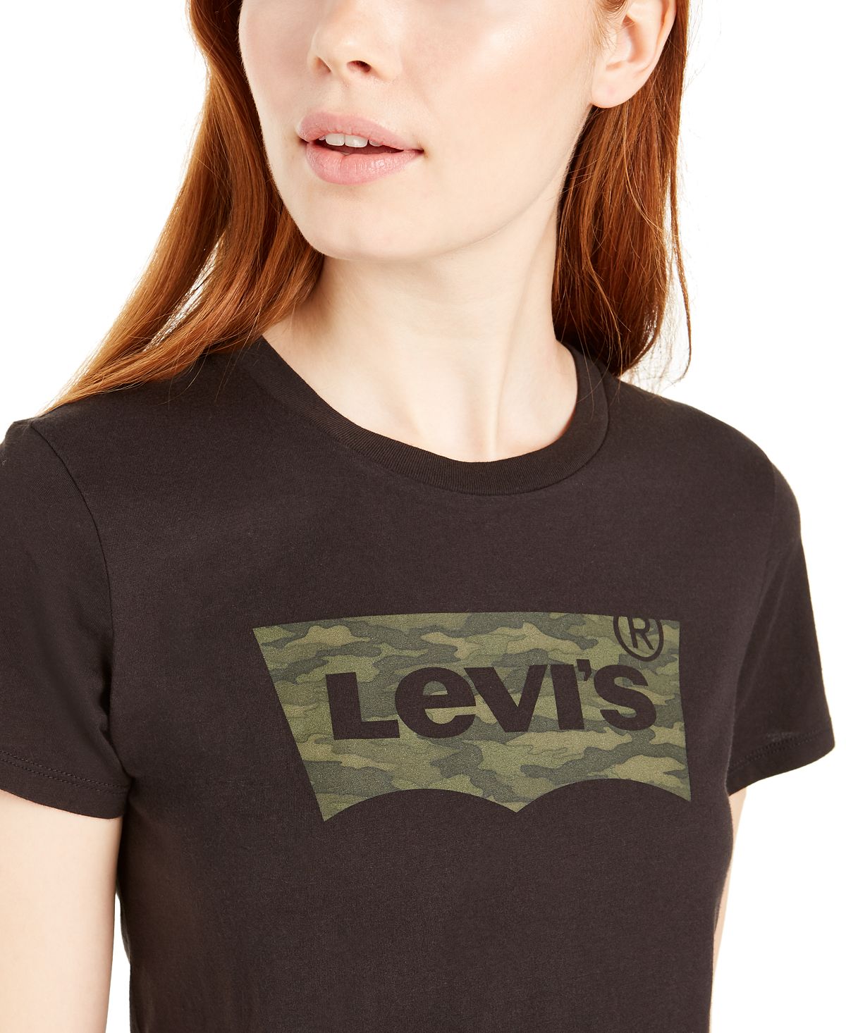 Levi's Women's Perfect Camo Batwing Logo T-Shirt Black Size XX-Large