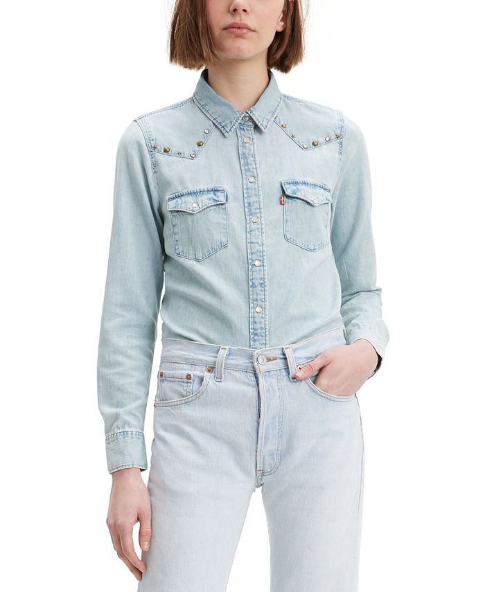 Levi's Women's Ultimate Western Daydreamin Cotton T-Shirt Blue Size Large
