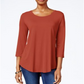 JM Collection Women's Three Quarter Sleeve Top Orange Size PP