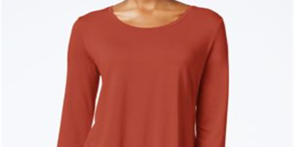 JM Collection Women's Three Quarter Sleeve Top Orange Size PP