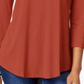 JM Collection Women's Three Quarter Sleeve Top Orange Size PP