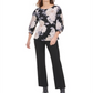 Calvin Klein Women's Floral 3/4 Sleeve T-Shirt Top Black Size Small