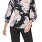 Calvin Klein Women's Floral 3/4 Sleeve T-Shirt Top Black Size Small