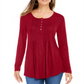 Style & Co Women's Long Sleeve Pintuck Top Red Size M