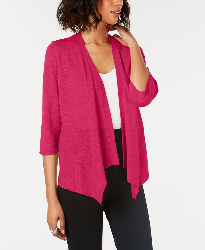Alfani Women's Linen Open Front Cardigan Pink Size Petite Small