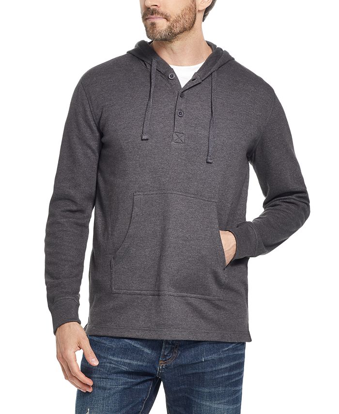Weatherproof Vintage Men's Textured Button up Hoodie Gray Size L