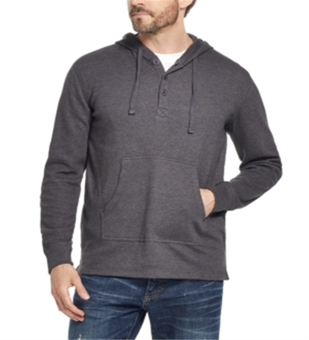 Weatherproof Vintage Men's Textured Button up Hoodie Gray Size L