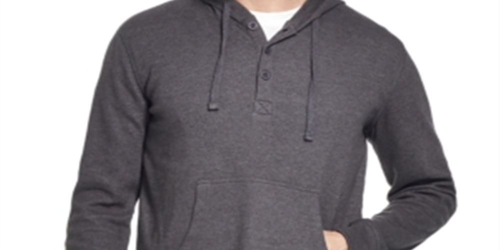 Weatherproof Vintage Men's Textured Button up Hoodie Gray Size L