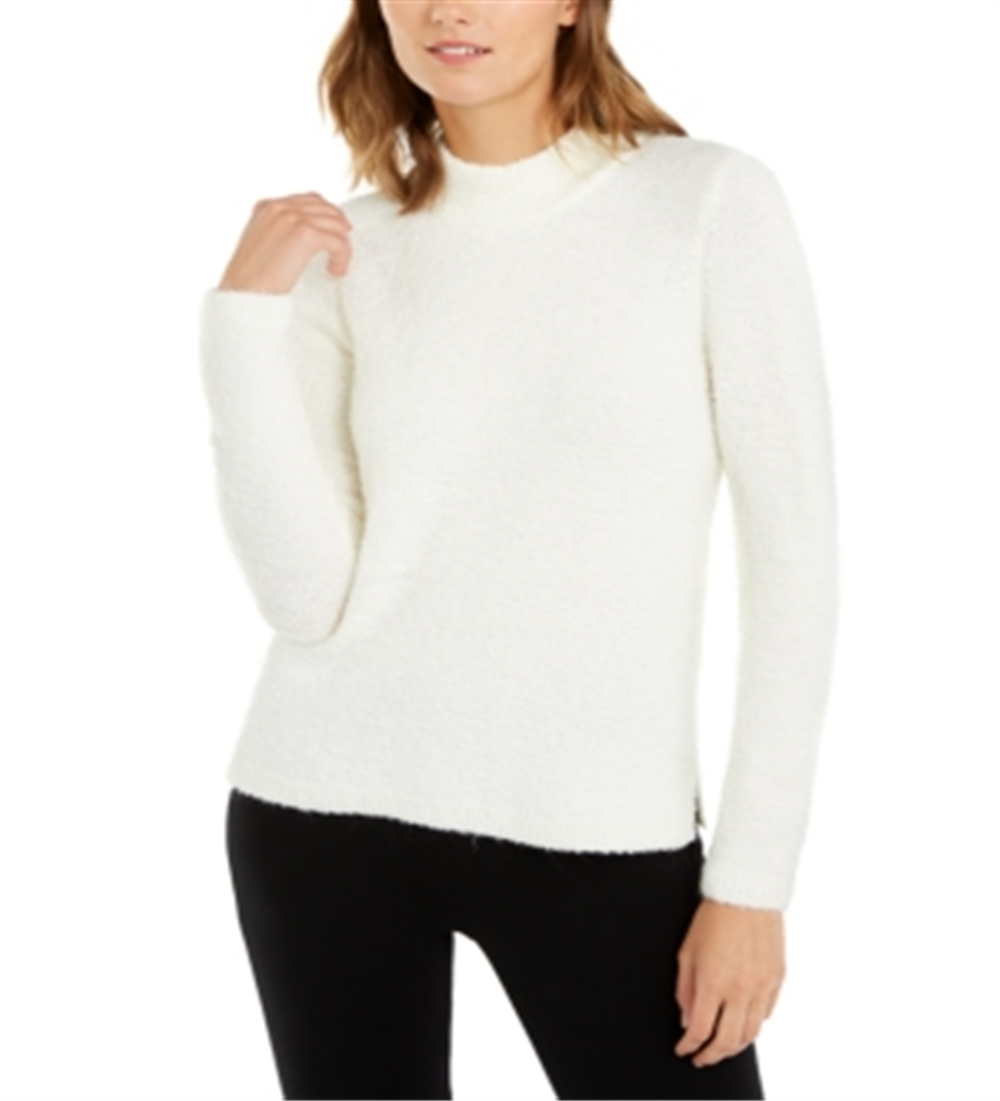 Alfani Women's Mock Neck Boucle Sweater White Size XX-Large
