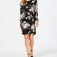 Robbie Bee Women's Cocktail Dress Bell Sleeves Floral Black Size -Petite L