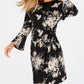 Robbie Bee Women's Cocktail Dress Bell Sleeves Floral Black Size -Petite L