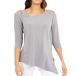 Alfani Women's Cut Out 3/4 Sleeve Scoop Neck Top Gray Size X-Large