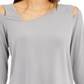 Alfani Women's Cut Out 3/4 Sleeve Scoop Neck Top Gray Size X-Large