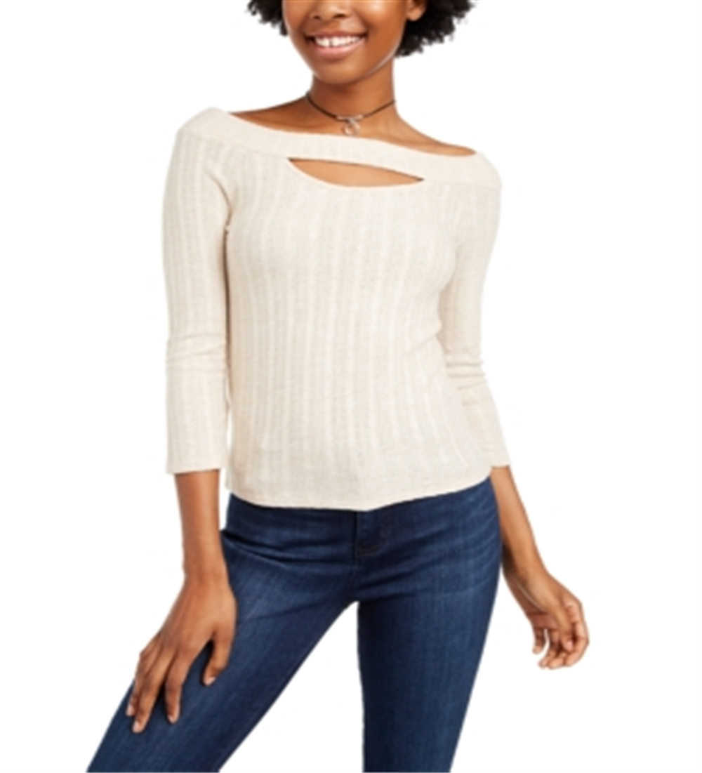 Almost Famous Juniors' Keyhole Top Beige Size Small