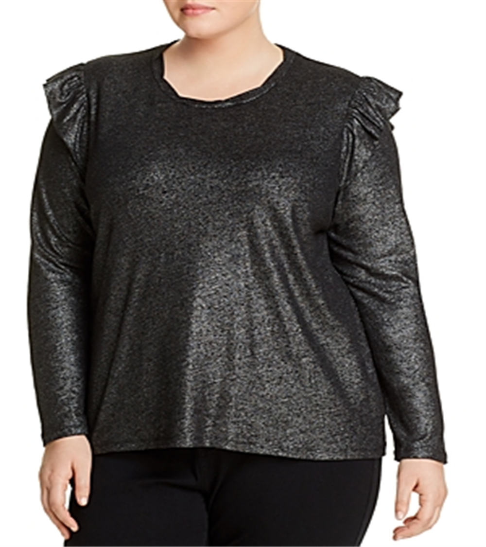 Michael Kors Women's Ruffle Pullover Blouse Black Size 0X