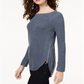 INC International Concepts Women's Side Zip Pullover Sweater Blue Size Large