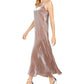 MSK Women's Embellished Spaghetti Strap V Neck Full Length Fit Flare Formal Dress Brown Size Petite Small