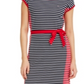 Tommy Hilfiger Women's Colorblocked Striped Cotton MIDI Dress Red Size Small