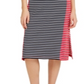 Tommy Hilfiger Women's Colorblocked Striped Cotton MIDI Dress Red Size Small