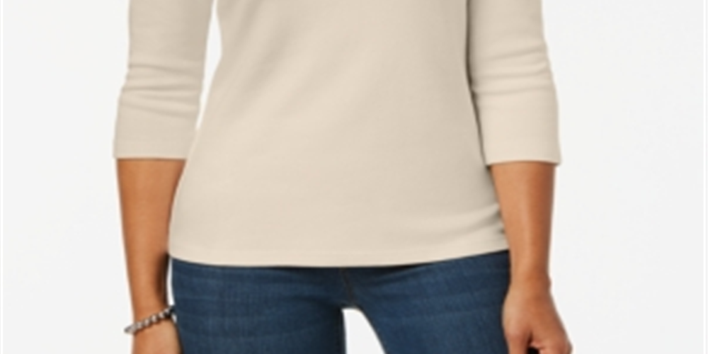 Karen Scott Women's Cotton Henley Top Brown Size Large
