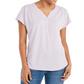 Style & Co Women's Dolman Sleeve Henley Linen Blend Top Purple Size Large