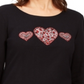 Karen Scott Women's Cotton Graphic Embellished Top Black Size Petite S