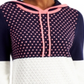 Charter Club Women's Colorblocked Sweater Hoodie Blue Size Petite Medium