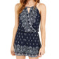BCX Junior's Bandana Printed Surplice Romper Blue Size Large