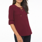 Michael Kors Women's Waffle Knit Lace up Front Top Red Size Large
