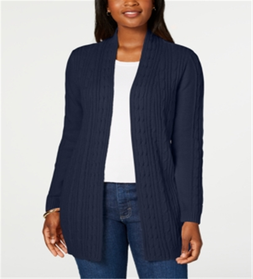 Karen Scott Women's Cable Knit Cardigan Blue Size X-Small