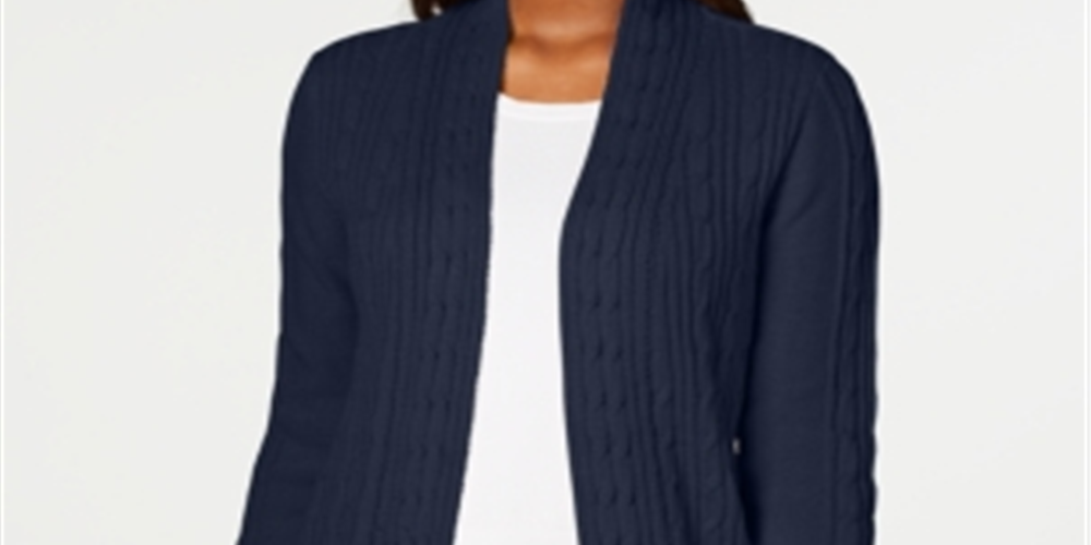 Karen Scott Women's Cable Knit Cardigan Blue Size X-Small