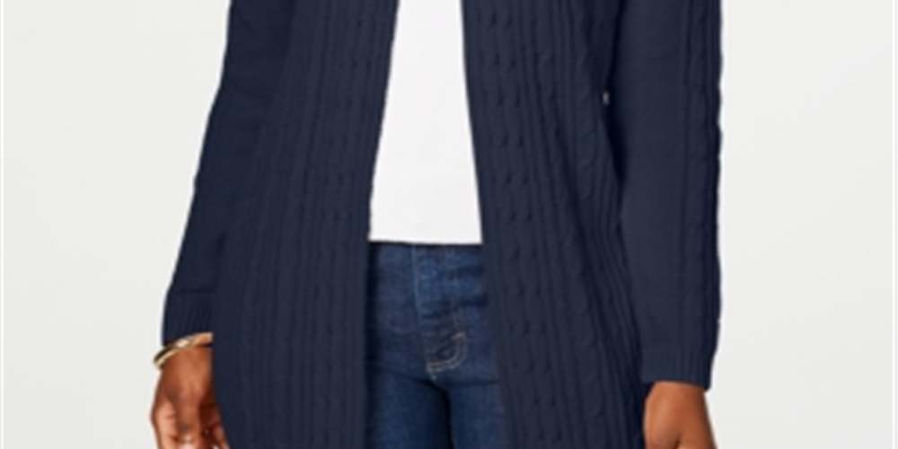 Karen Scott Women's Cable Knit Cardigan Blue Size X-Small