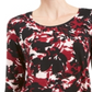 JM Collection Women's Printed 3/4 Sleeve T-Shirt Top Black Size Small