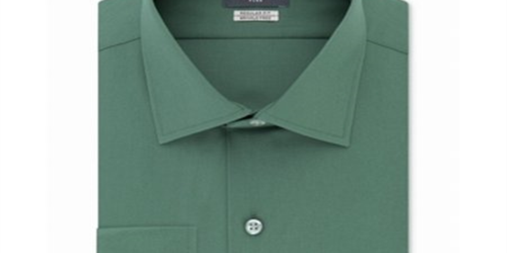 Van Heusen Men's Regular Fit Stretch Dress Shirt Green Size 16 1/2