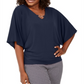 JM Collection Women's Hardware Batwing Sleeve Tunic Blue Size Small