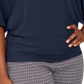 JM Collection Women's Hardware Batwing Sleeve Tunic Blue Size Small