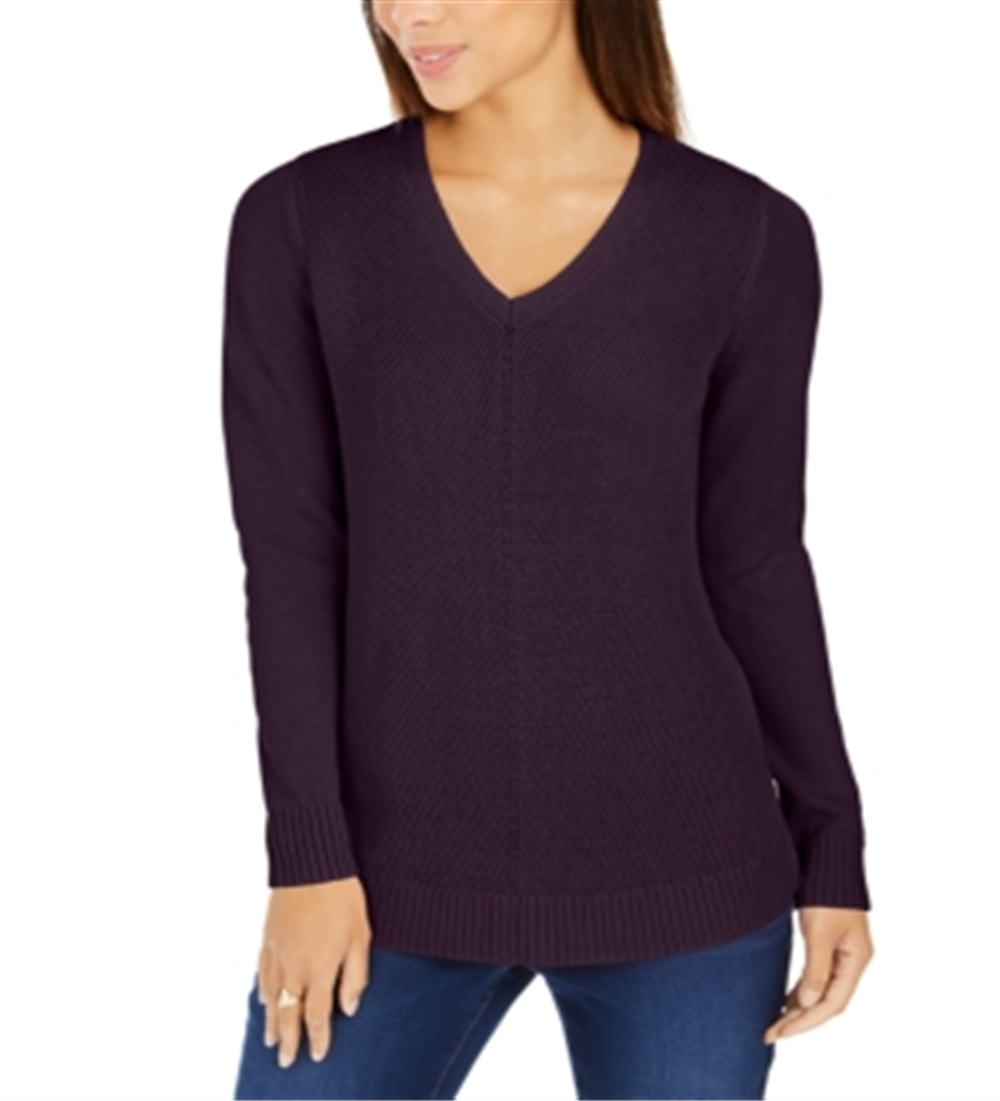 Charter Club Women's V Neck Sweater Purple Size Small