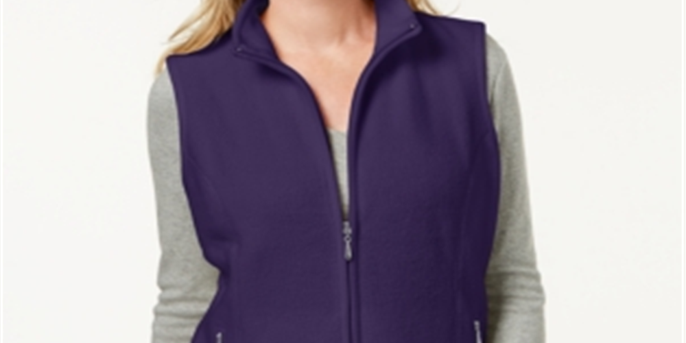 Karen Scott Women's Fleece Zip Front Vest Green Size Petite Small